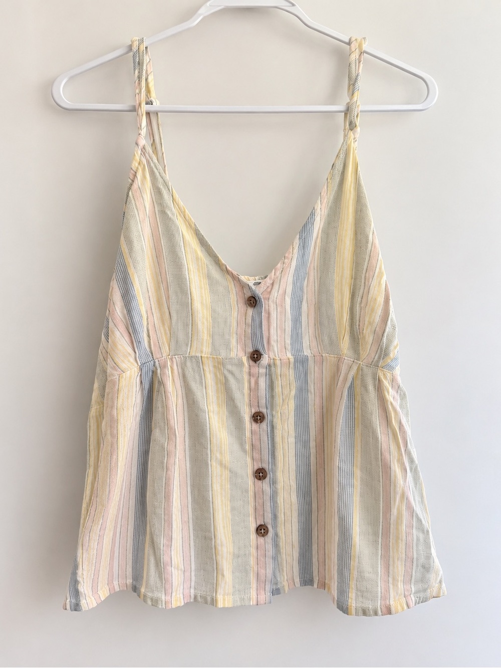 Striped Pastel Button-Front Tank Top - Women